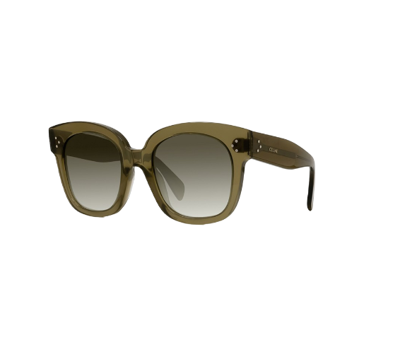 Lunettes de soleil CL4002IN de la marque Celine, monture solaire femmes, avec un design cat eye en acétate vert disponible dans les boutiques Atelier Lou Paris