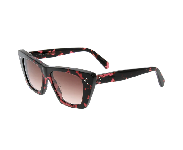 Lunettes de soleil CL40187I de la marque Celine, monture solaire femme, avec un design cat eye en acétate écaille rouge disponible dans les boutiques Atelier Lou Paris
