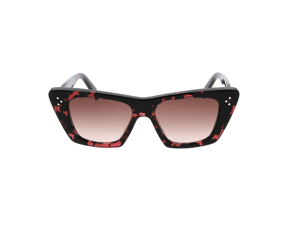 Lunettes de soleil CL40187I de la marque Celine, monture solaire femme, avec un design cat eye en acétate écaille rouge disponible dans les boutiques Atelier Lou Paris