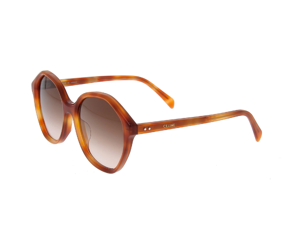 Lunettes de soleil CL40201U de la marque Celine , monture solaire pour femmes, avec un design rond fabriquée en acétate écaille clair disponible dans les boutiques Atelier Lou Paris