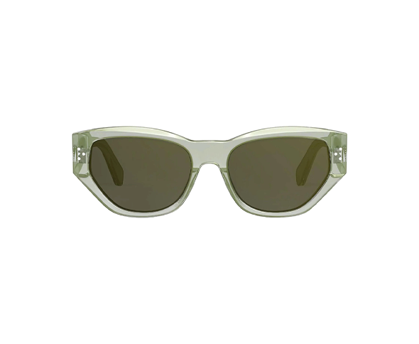Lunettes de soleil CL40219I de la marque Celine, monture solaire pour femmes, avec un design cat eye fabriquée en acétate vert disponible dans les boutiques Atelier Lou Paris