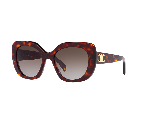 Lunettes de soleil CL40226U de la marque Celine orné du célèbre logo triomphe, monture solaire pour femmes, avec un design cat eye oversize fabriquée en acétate écaille disponible dans les boutiques Atelier Lou Paris