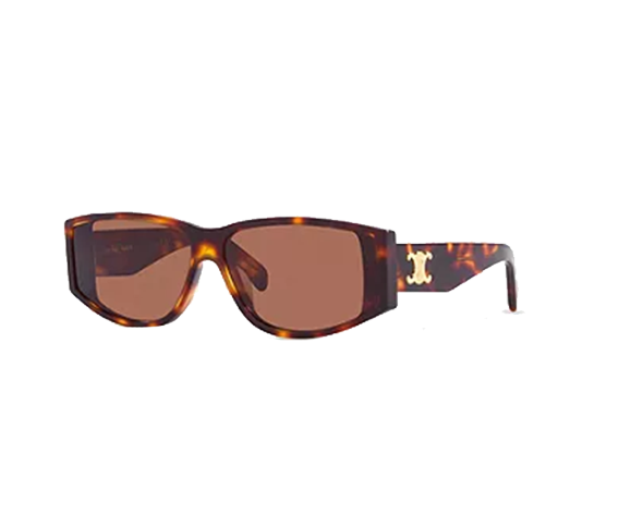 Lunettes de soleil CL40227U de la marque Celine orné du célèbre logo triomphe, monture solaire pour femmes, avec un design rectangulaire fabriquée en acétate écaille disponible dans les boutiques Atelier Lou Paris