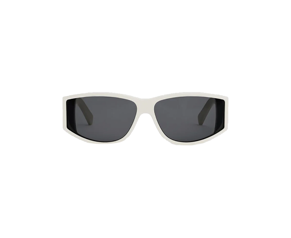 Lunettes de soleil CL40227U de la marque Celine orné du célèbre logo triomphe, monture solaire pour femmes, avec un design rectangulaire fabriquée en acétate blanc disponible dans les boutiques Atelier Lou Paris