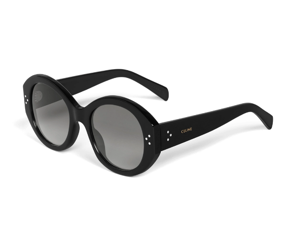 Lunettes de soleil CL40240I de la marque Celine, monture pour femmes, avec un design oversized rond fabriquée en acétate noir disponible dans les boutiques Atelier Lou Paris