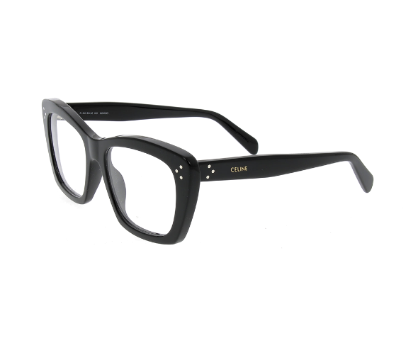 Lunettes de vue CL50108I de la marque Celine, monture optique pour femmes, avec un design papillonnant fabriquée en acétate noir disponible dans les boutiques Atelier Lou Paris