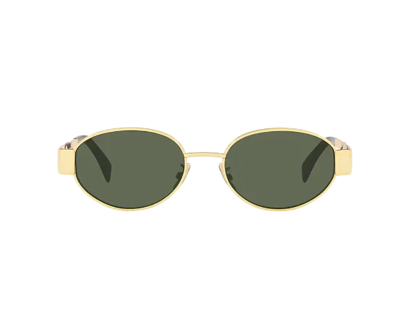 Lunettes de soleil CL40235U de la marque Celine orné du célèbre logo triomphe, monture mixte, avec un design oval fabriquée en métal doré, disponible dans les boutiques Atelier Lou Paris