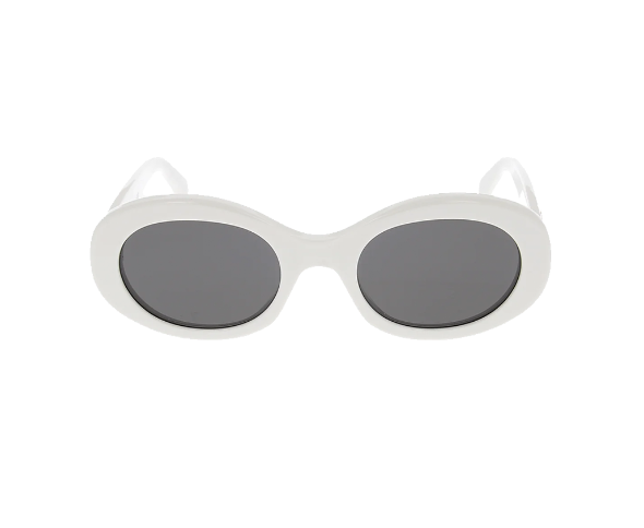 Lunettes de soleil CL40194U de la marque Celine avec le célèbre logo triomphe, modèle pour femmes, avec un design ovale fabriquée en acétate blanc disponible dans les boutiques Atelier Lou Paris