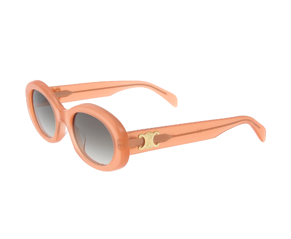 Lunettes de soleil CL40194U de la marque Celine avec le célèbre logo triomphe, modèle pour femmes, avec un design ovale fabriquée en acétate saumon disponible dans les boutiques Atelier Lou Paris