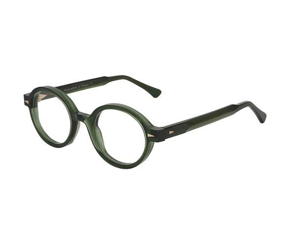 Lunettes de vue de la marque Ahlem, monture optique mixte, modèle unisexe vert qui convient pour les hommes, et les femmes, avec un design rond fabriquée en acetate disponible dans les boutiques Atelier Lou Paris