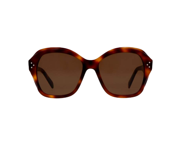 Lunettes de soleil de la marque Celine , monture solaire mixte, modèle unisexe qui convient pour les hommes, et les femmes, avec un design hexagonalefabriquée en acetate disponible dans les boutiques Atelier Lou Paris 