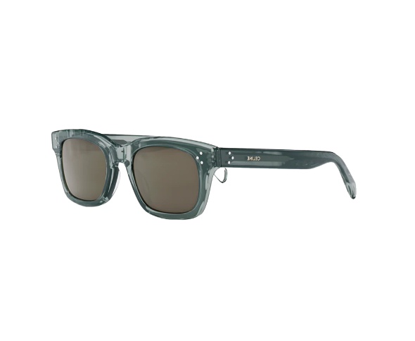 Lunettes de soleil CL40232I de la marque Celine, monture solaire pour femmes, avec un design rectangulaire fabriquée en acétate vert disponible dans les boutiques Atelier Lou Paris 