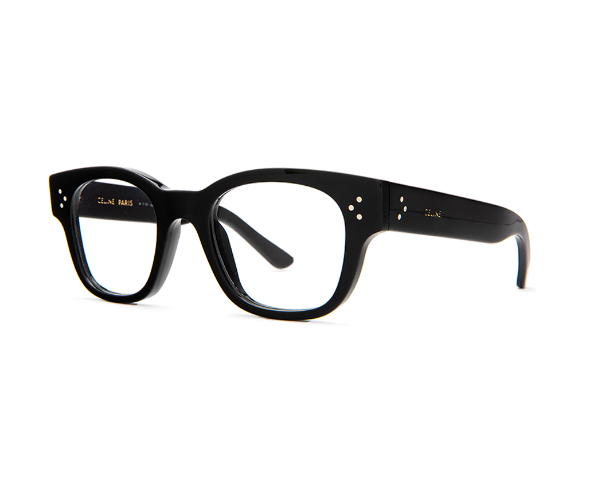 Lunettes de vue CL50035I de la marque Celine , monture optique pour femmes, avec un design carré arrondi fabriquée en acétate noir disponible dans les boutiques Atelier Lou Paris
