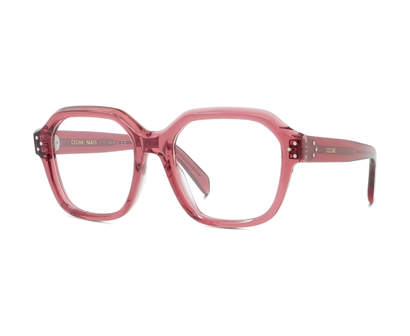 Lunettes de vue CL50096I de la marque Celine, monture optique pour femmes, avec un design rectangulaire fabriquée en acétate rose disponible dans les boutiques Atelier Lou Paris 