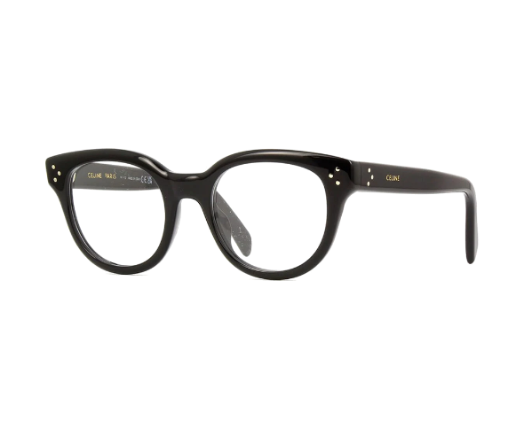 Lunettes de vue CL50109I de la marque Celine, monture optique pour femmes, avec un design arrondi fabriquée en acétate noir disponible dans les boutiques Atelier Lou Paris
