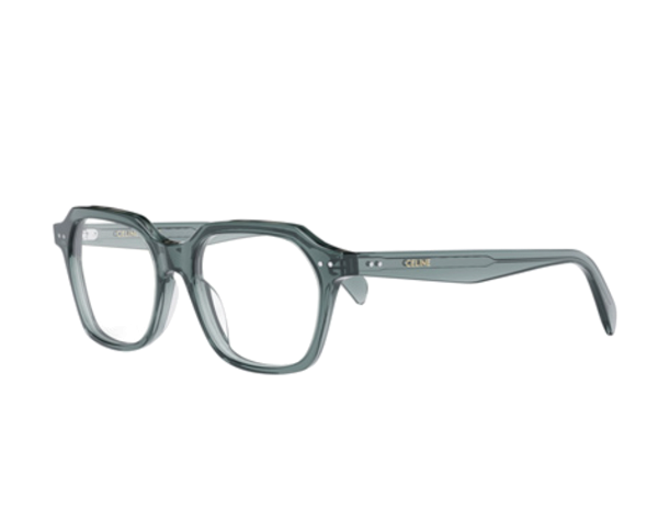 Lunettes de vue CL50127I de la marque Celine, monture optique pour femmes, avec un design carré fabriquée en acétate vert disponible dans les boutiques Atelier Lou Paris 