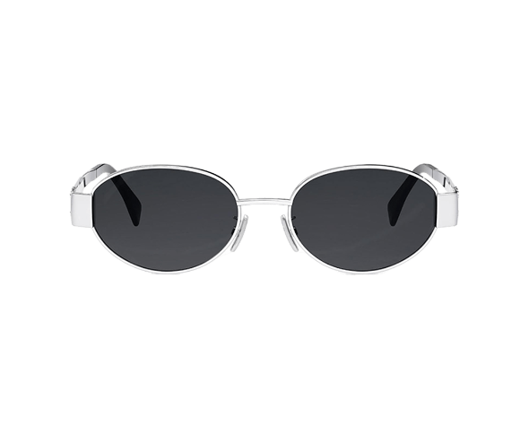 Lunettes de soleil CL40235U de la marque Celine orné du célèbre logo triomphe, monture mixte, avec un design oval fabriquée en métal argent, disponible dans les boutiques Atelier Lou Paris