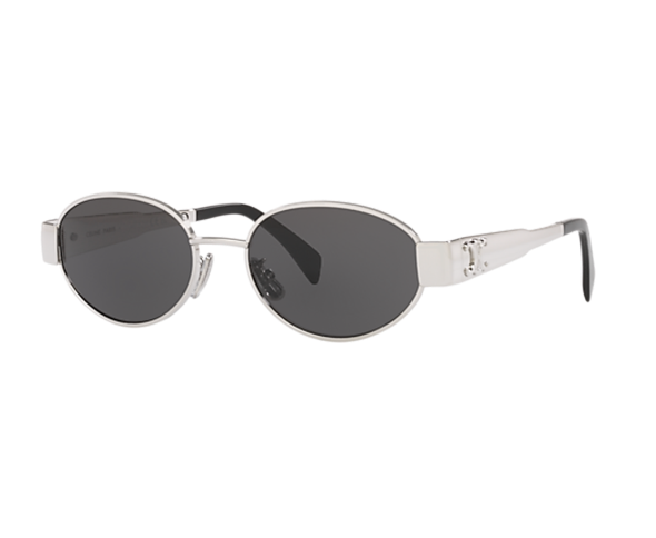 Lunettes de soleil CL40235U de la marque Celine orné du célèbre logo triomphe, monture mixte, avec un design oval fabriquée en métal argent, disponible dans les boutiques Atelier Lou Paris