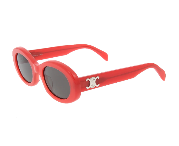 Lunettes de soleil CL40194U de la marque Celine avec le célèbre logo triomphe, modèle pour femmes, avec un design ovale fabriquée en acétate framboise disponible dans les boutiques Atelier Lou Paris 