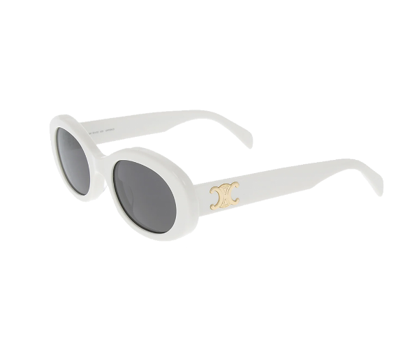 Lunettes de soleil CL40194U de la marque Celine avec le célèbre logo triomphe, modèle pour femmes, avec un design ovale fabriquée en acétate blanc disponible dans les boutiques Atelier Lou Paris 