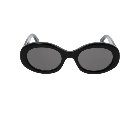 Lunettes de soleil CL40194U de la marque Celine avec le célèbre logo triomphe, modèle pour femmes, avec un design ovale fabriquée en acétate noir disponible dans les boutiques Atelier Lou Paris 