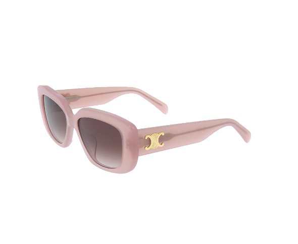 Lunettes de soleil CL40216U de la marque Celine ornée du logo Triomphe, monture solaire femmes, avec un design carrée en acétate rose disponible dans les boutiques Atelier Lou Paris 