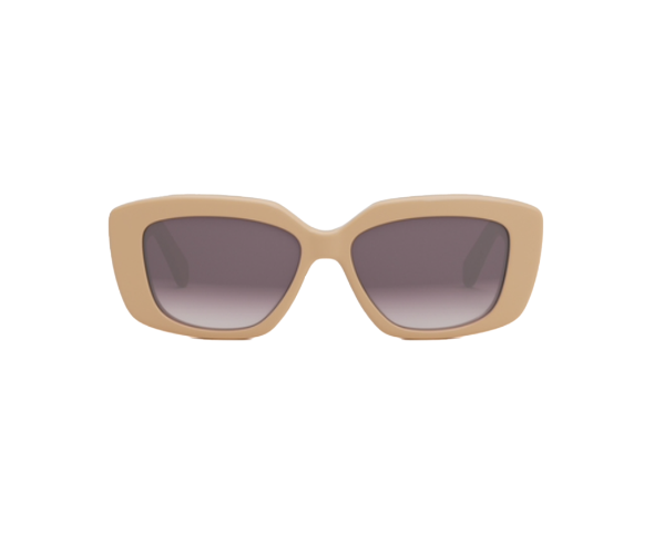 Lunettes de soleil CL40216U de la marque Celine ornée du logo Triomphe, monture solaire femmes, avec un design carrée en acétate beige disponible dans les boutiques Atelier Lou Paris 