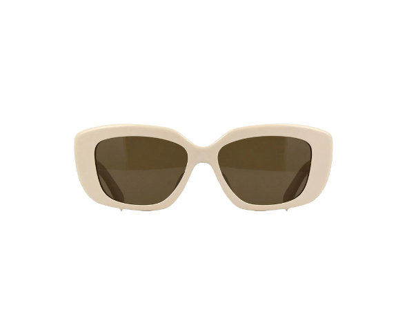 Lunettes de soleil CL40216U de la marque Celine ornée du logo Triomphe, monture solaire femmes, avec un design carrée en acétate blanc disponible dans les boutiques Atelier Lou Paris 