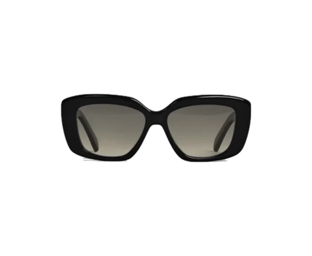 Lunettes de soleil CL40216U de la marque Celine ornée du logo Triomphe, monture solaire femmes, avec un design carrée en acétate noir disponible dans les boutiques Atelier Lou Paris 