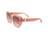 Lunettes de soleil CL40239F de la marque Celine orné du célèbre logo triomphe, monture solaire pour femmes, avec un design géométrique oversized fabriquée en acétate rose disponible dans les boutiques Atelier Lou Paris 