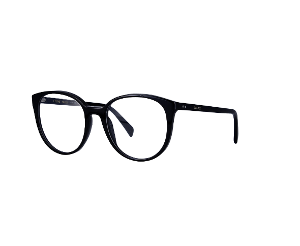 Lunettes de vue CL50077I de la marque Céline, monture optique pour les femmes, avec un design cat eye fabriquée en acétate noir disponible dans les boutiques Atelier Lou Paris 