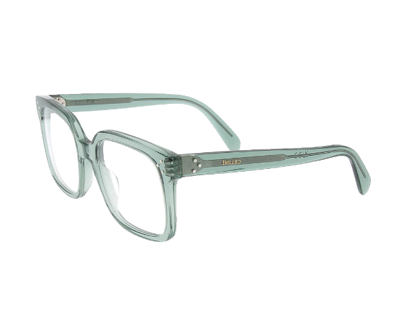 Lunettes de vue CL50114I de la marque Celine, monture optique pour femmes, avec un design carré oversize fabriquée en acétate vert disponible dans les boutiques Atelier Lou Paris 