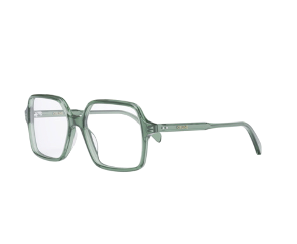 Lunettes de vue CL50126I de la marque Celine, monture optique pour femmes, avec un design carré oversize fabriquée en acétate vert disponible dans les boutiques Atelier Lou Paris 