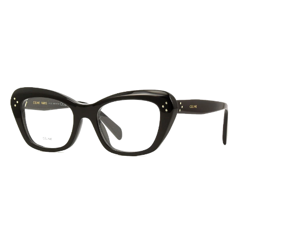 Lunettes de vue CL50112I de la marque Celine, monture optique pour femmes, avec un design papillonnante fabriquée en acétate noir disponible dans les boutiques Atelier Lou Paris