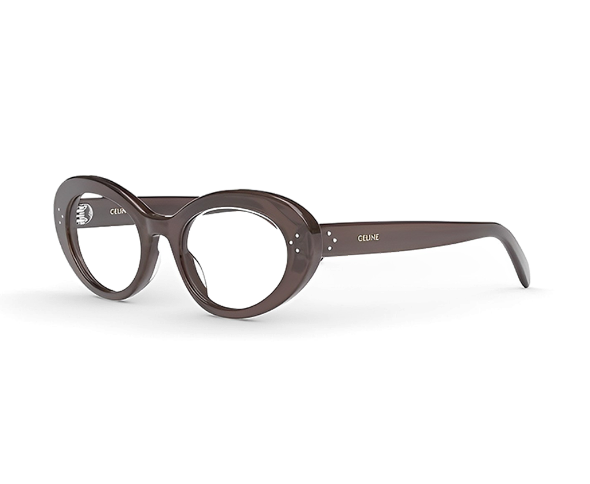 Lunettes de vue CL50113I de la marque Celine, monture optique pour femmes, avec un design cat eye fabriquée en acétate taupe disponible dans les boutiques Atelier Lou Paris 