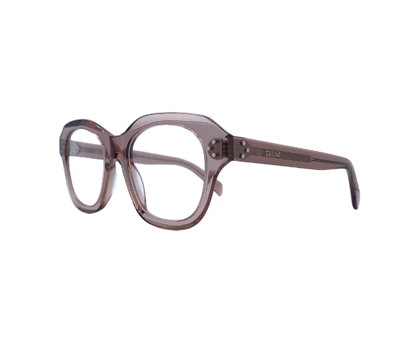 Lunettes de vue CL50124I de la marque Celine, monture optique pour femmes, avec un design arrondi fabriquée en acétate rose disponible dans les boutiques Atelier Lou Paris 