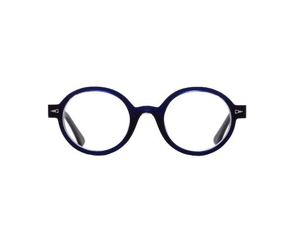 Lunettes de vue de la marque Ahlem, monture optique mixte, modèle unisexe bleu qui convient pour les hommes, et les femmes, avec un design rond fabriquée en acetate disponible dans les boutiques Atelier Lou Paris